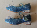 忆爱爱莎公主鞋女童水晶鞋儿童艾莎公主鞋子高跟鞋小女孩凉鞋表演鞋 蓝色水晶 32码 内长20CM 实拍图