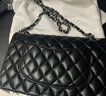 【二手95新】Chanel香奈儿 经典款 2.55 CF中号 羊皮 牛皮 荔枝皮 女士单肩包斜挎包 98新CF中号羊皮黑银 实拍图