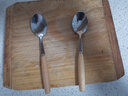 和风四季创意厨具木柄不锈钢勺叉 西餐餐具 西餐刀叉 牛排刀甜品勺 3号小汤勺/儿童勺15*3cm亮光 实拍图