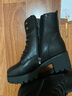 AI真皮烟筒靴女2025秋冬季新款女鞋短靴厚底马丁靴棉皮鞋加绒女靴子 黑色【单里款】ZZM22397 36 实拍图