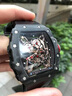 ZEMO男士手表十大品牌查理德镂空全自动机械表瑞士米勒小众防水名表潮 轻奢黑金橡胶带 超轻耐磨碳纤维 实拍图