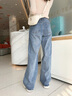 安卡丹高腰牛仔裤女生春秋宽松显瘦直筒阔腿垂感拖地高个学生长裤子1103 复古蓝正常裤201902 27 实拍图