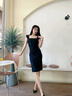 DPLAY2025夏季新款黑色连衣裙女修身吊带裙长裙赫本小黑裙包臀裙 经典黑 S 实拍图
