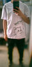 雅鹿短袖t恤男纯棉圆领韩版宽松大码半截袖青少年学生夏季休闲男士t恤 白/逗猫 M （重110-120斤高160-165） 实拍图