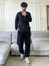 真维斯（JEANSWEST）T恤长袖2025秋冬上衣内搭保暖秋衣加厚打底衫男长袖体恤内搭衣服 黑【纯色】 XL(推荐130-150斤) 实拍图