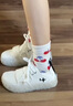 OTZ女鞋丑萌帆布鞋情侣厚底小白鞋板鞋秋季果冻鞋 白色 36  实拍图