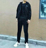 NASA BASE 运动套装男冬季加绒加厚金丝绒三件套男装运动服跑步服健身服 黑色 XL 实拍图