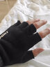 罗维利特 男女士麂皮绒手套骑车秋冬季棉保暖摩托车开车学生写字 黑色半指 均码 实拍图