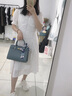 danxilu包包女包真皮斜挎手提包女士大容量婚包喜婆婆包生日礼物送妈妈 【轻奢时尚】灰蓝色9632 实拍图