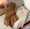 玖慕（JIUMU）纯羊绒保暖手套女冬季加厚绞花高档针织毛线手套户外防寒手套 实拍图