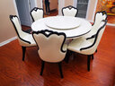 阅恒大理石圆形餐桌欧式椅组合餐台样板间样板房自建房大洋房餐厅圆台 1.35米80转盘配6张PU皮椅 实拍图
