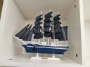 墨斗鱼 木制帆船33cm深蓝色2050  客厅酒柜电视柜摆件家居装饰品手工艺品 海洋创意小摆件办公室帆船模型 实拍图