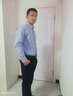 Colombass纯棉衬衫男条纹格子男士长袖修身免烫商务休闲衬衣 9040蓝宽条纹 S (165) （38） 实拍图