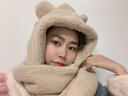 目丸 小熊耳朵帽子围巾一体女秋冬季连帽围巾百搭韩版可爱少女保暖学 【双层加厚】卡其色 实拍图