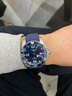 图登适用浪琴康卡斯表带橡胶天然橡胶硅胶男L3.781/742/782等手表带 蓝色-双按折叠扣 19mm【适配39mm表盘】 实拍图