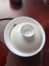 衡儒 三才盖碗茶杯茶具 德化白瓷手工釉烧薄胎陶瓷功夫泡茶碗大号单个套装 甜白釉-蓝线三清盖碗-170毫升 实拍图