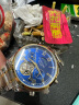 冠琴（GUANQIN）手表男机械表全自动镂空飞轮瑞士品质防水夜光皮带男士双日历手表 间金蓝面 实拍图