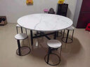 滟澜轩折叠餐桌圆桌饭桌10人吃饭桌子小户型多功能可移动圆形家用酒店 白理石色 1m 桌 实拍图