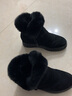 OTMX厚底内增高女靴子加绒兔毛短靴2024冬季短筒雪地靴磨砂牛皮低筒靴 黑色 38 实拍图