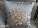 米乐 轻奢刺绣抱枕靠垫布艺沙发靠枕床头办公室护腰靠背汽车腰枕 浅灰(圆圈花刺绣) 45cm*45cm 枕套 实拍图