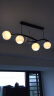 蓝阅 餐厅吊灯简约现代创意小鸟吧台灯北欧个性网红饭厅灯具网红灯饰 HZ2227黑圆球4头烟灰罩+三色光 实拍图