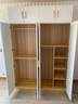 森普顿  衣柜卧室现代简约木质平开门大衣柜北欧板式柜子家用收纳衣橱 浅胡桃+白色（升级实木） 四门衣柜+顶柜长1.6米 实拍图