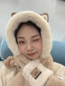 奇沛儿（QIPEIER）狐狸帽子围巾一体帽可爱护耳毛绒帽女冬季保暖围脖套装毛绒三件套 卡其(带面罩) 均码 实拍图