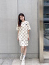 FILA FUSION 斐乐潮牌女子针织连衣裙夏新款宽松潮流运动裙子 仿古白-IV（宽松版型） XS 155/76A 实拍图