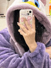 梦舒纷卡通情侣睡袍女冬季可爱珊瑚绒睡衣加厚浴袍法兰绒睡裙男士家居服 紫鸭睡袍+睡裤 XL 170-175CM 实拍图