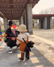 幼歌（YOUGE）婴幼儿外出遮阳帽蕾丝纯棉丝带男女宝宝洋气透气草帽 米白色 S(48cm) 实拍图