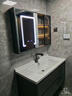 帝德利（DIDeLI）浴室柜陶瓷一体盆卫生间洗漱池洗手洗脸盆柜卫浴组合柜简约风实木 黑框玻璃智能镜柜-陶瓷一体盆 100cm 实拍图