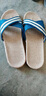 超火酷亚麻拖鞋男夏季家用情侣家居室内木地板厚底防滑凉拖鞋女夏天外穿 2012蓝色 42-43 实拍图