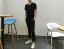 宾色短袖t恤男莫代尔冰丝纯白色打底衫半袖黑白V领夏季半袖鸡心领体恤 V领黑 圆款黑(双件) XL 【130-150斤】 实拍图