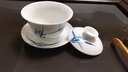 唯古 手绘三才盖碗茶杯大号三炮台白瓷单个青花瓷功夫茶具泡喝敬沏陶瓷中式复古家用办公 荷花款(满杯150ml) 实拍图