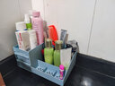 铁群岛大容量化妆品收纳盒桌面口红护肤品收纳整理盒多功能  三层抽屉式化妆品收纳盒-蓝色 实拍图