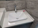 INVIIL台中盆半嵌入式台上盆洗手盆陶瓷面盆家用方洗脸盆 艺术盆台上盆 D款：方盆低薄台中5030黑线 单盆(送下水) 实拍图