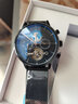 艾浪镂空飞轮全自动机械表男士手表地球风时尚潮流商务防水送男神腕表 黑壳黑面黑网带 实拍图