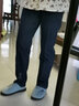 友家坊中年牛仔裤女加绒加厚冬直筒裤子松紧腰时尚宽松休闲高腰牛仔裤女 257深蓝色加绒 XL （适合体重106-117斤） 实拍图