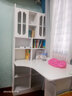 如煜 电脑桌台式书桌学习桌书桌书柜组合实木转角带角柜家用桌子-L款 暖白色L款（书架左右可换） 120*80*195（带柜门） 实拍图