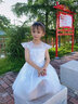 小咔衣浓女童公主裙蓬蓬纱儿童主持人晚礼服花童婚纱小女孩钢琴演出服夏季 白色804B3短款 110cm 实拍图