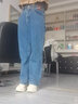 自由探戈高腰阔腿裤牛仔裤女2025秋季宽松直筒小个子显瘦拖地裤有加绒选 复古蓝(长裤) M 实拍图