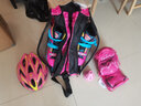 米高轮滑鞋儿童溜冰鞋直排轮旱冰鞋可调码休闲平花锁轮中小学教学鞋S6 粉色K12套装（K12头盔+护具+包） 锁轮+休闲平花双模式 L (37-40)8岁以上 实拍图