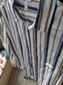 末真（MOZHEN）条纹长袖衬衫男春秋款休闲宽松棉麻上衣百搭时尚小清新透气男衬衣 蓝色 XL /180 实拍图