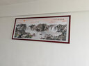 良品大师山水画办公室挂画中式客厅装饰画万里长城靠山图茶室字画风景壁画 流水生财A5 70*190cm宣纸锦绫+有机玻璃+红褐色实木框（热卖款） 实拍图