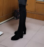 卓诗尼靴子女过膝长靴2025年冬新款弹力瘦瘦春秋高筒靴加绒高跟长筒靴女 黑色（绒里跟高6.5CM） 39 实拍图