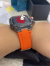 DRESSELF苹果手表表带apple iwatchS8/9/10/11ultra透明改装硅胶手表壳表带一体式壳 适用于苹果 透黑壳+橙表带+蝴蝶扣 45mm（s7/8/9） 实拍图
