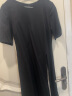 S.DEER圣迪奥夏季女装极简圆领创意开衩百褶气质短袖连衣裙女S19281220 黑色/91 S/160 实拍图