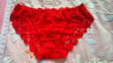 梦瑞尔3条礼盒装本命年大红女士内裤内裆棉质 性感蕾丝低腰三角裤头礼物 i818款一：红色+红色+红色 3条 L 建议90-110斤 实拍图