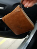 斌利袋鼠男士钱包短款防盗刷软皮拉链钱夹男复古质感时尚多功能驾驶证卡包 卡其色W98 实拍图