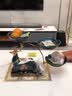 欧斯若欧式干果盘厨具客厅茶几创意装饰品多功能纸巾盒三层家用陶瓷果盘 蓝色三格果盘 实拍图